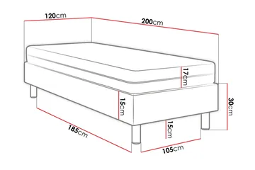 Adeliza Kontinentalseng 120x200 cm+Panel 40 cm - Svart - Møbler - Senger - Sengeramme & sengestamme