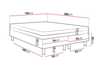 Adeliza Kontinentalseng 140x200 cm+Panel 40 cm - Hvit - Møbler - Senger - Sengeramme & sengestamme