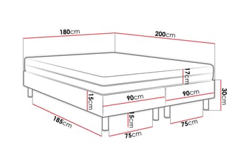 Adeliza Kontinentalseng 180x200 cm+Panel 60 cm - Hvit - Møbler - Senger - Komplett sengepakke