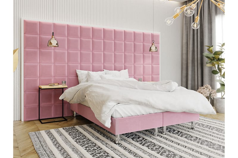 Adeliza Kontinentalseng 180x200 cm+Panel 30 cm - Rosa - Møbler - Senger - Komplett sengepakke