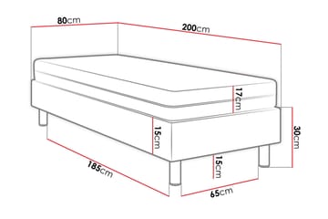Adeliza Kontinentalseng 80x200 cm+Panel 40 cm - Svart - Møbler - Senger - Komplett sengepakke