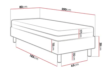 Adeliza Kontinentalseng 80x200 cm+Panel 40 cm - Svart - Møbler - Senger - Sengeramme & sengestamme