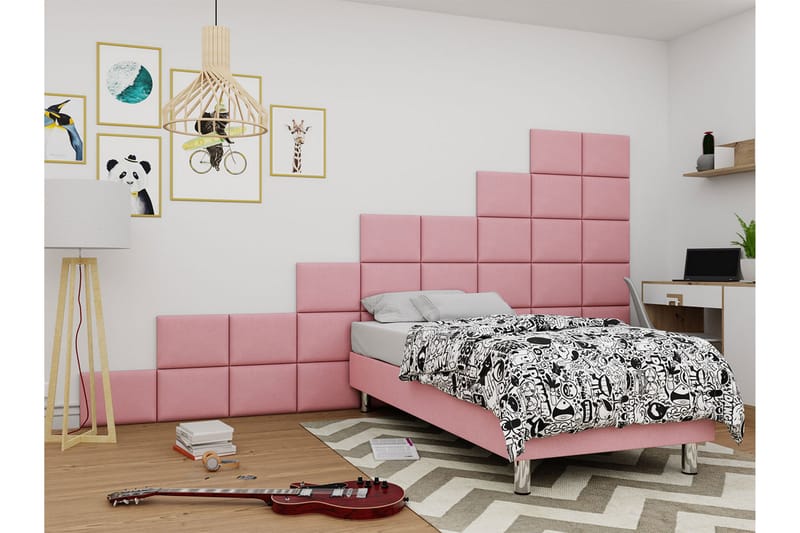 Adeliza Kontinentalseng 90x200 cm+Panel 40 cm - Rosa - Møbler - Senger - Komplett sengepakke