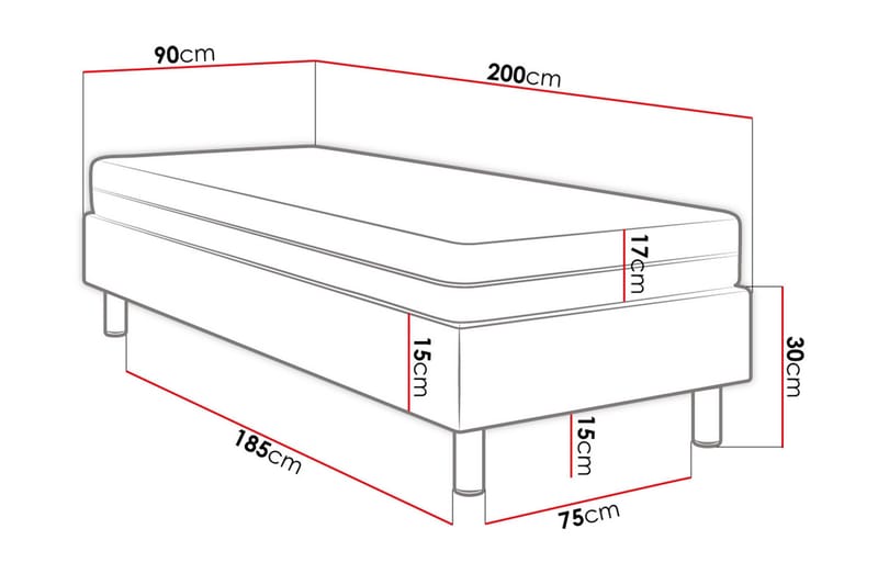 Adeliza Kontinentalseng 90x200 cm+Panel 40 cm - Blå - Møbler - Senger - Komplett sengepakke