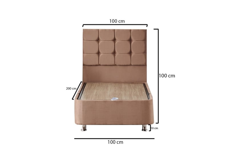 Adilen Kontinentalseng 100x200 cm - Lysebrun - Møbler - Senger - Komplett sengepakke