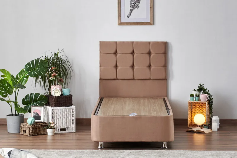 Adilen Kontinentalseng 100x200 cm - Lysebrun - Møbler - Senger - Enkeltsenger