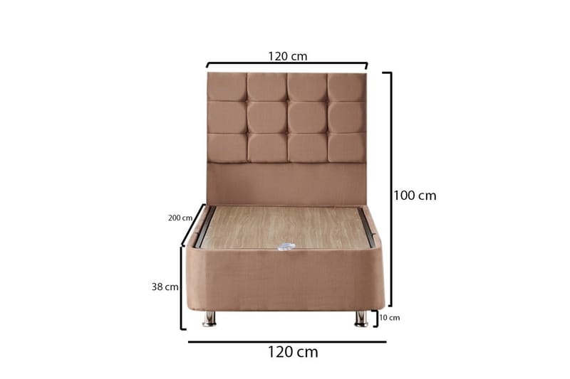 Adilen Kontinentalseng 120x200 cm - Lysebrun - Møbler - Senger - Komplett sengepakke