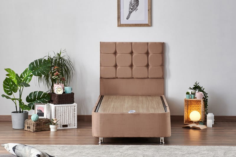 Adilen Kontinentalseng 120x200 cm - Lysebrun - Møbler - Senger - Komplett sengepakke