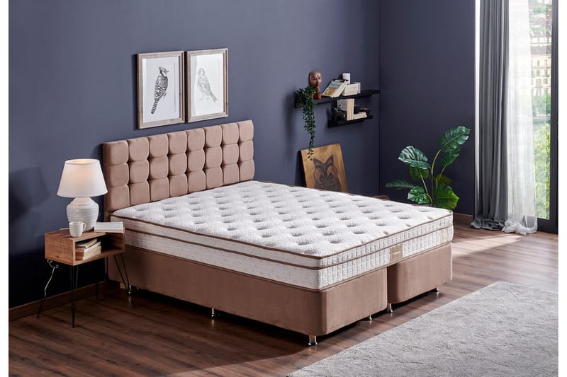 Adilen Kontinentalseng 120x200 cm - Lysebrun - Regulerbar seng