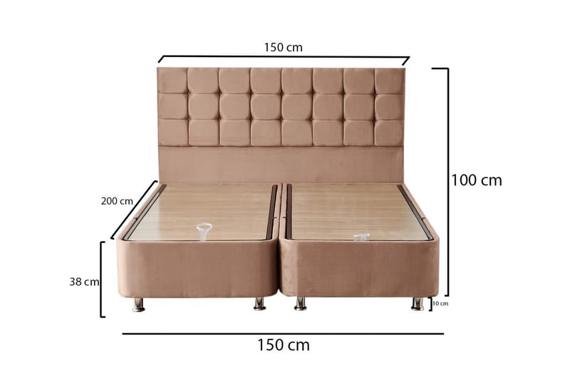 Adilen Kontinentalseng 150x200 cm - Lysebrun - Komplett sengepakke - Kontinentalsenger