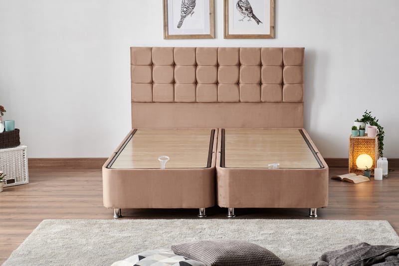 Adilen Kontinentalseng 150x200 cm - Lysebrun - Møbler - Senger - Komplett sengepakke