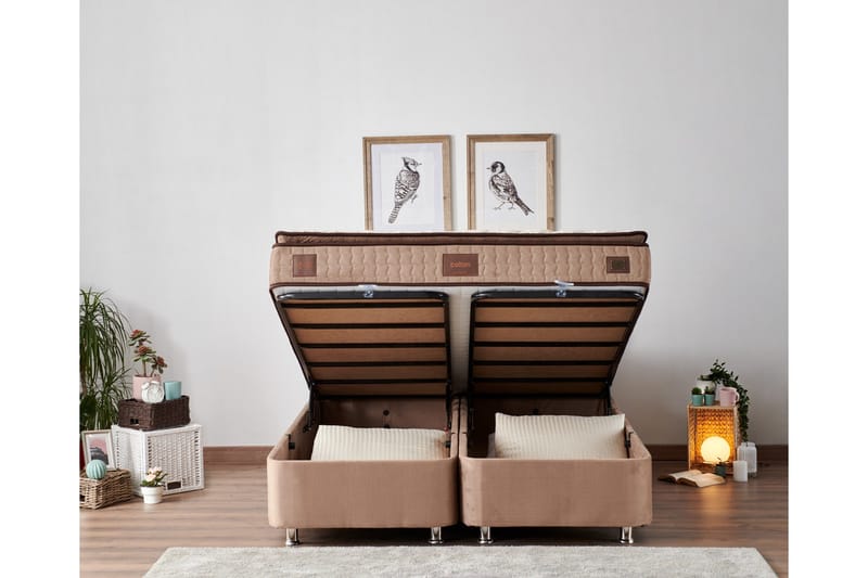 Adilen Kontinentalseng 180x200 cm - Lysebrun - Møbler - Senger - Enkeltsenger