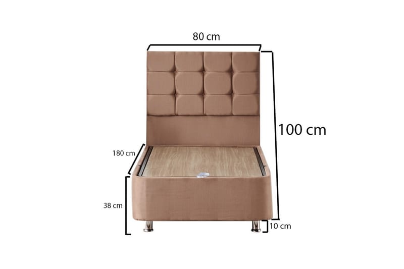 Adilen Kontinentalseng 80x180 cm - Lysebrun - Komplett sengepakke - Kontinentalsenger