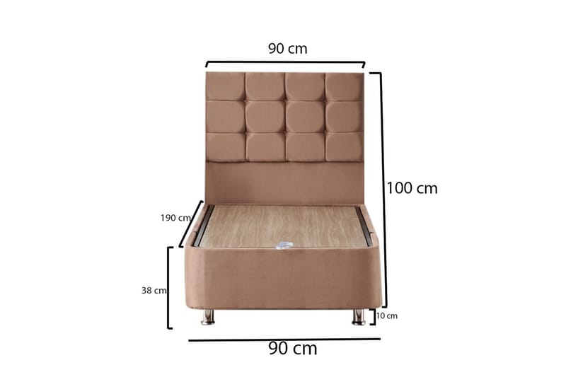 Adilen Kontinentalseng 90x190 cm - Lysebrun - Møbler - Senger - Komplett sengepakke