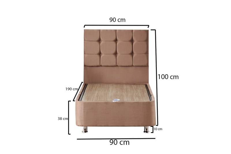 Adilen Kontinentalseng 90x190 cm - Lysebrun - Komplett sengepakke - Kontinentalsenger