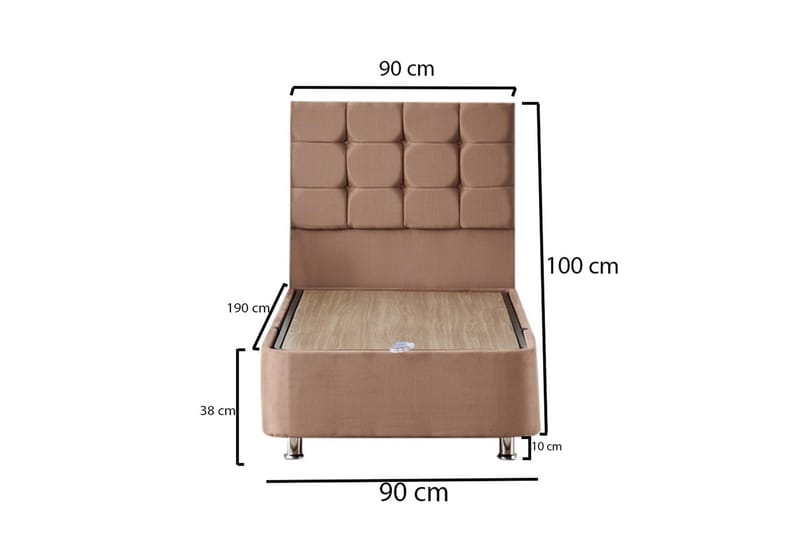 Adilen Kontinentalseng 90x190 cm - Lysebrun - Møbler - Senger - Enkeltsenger