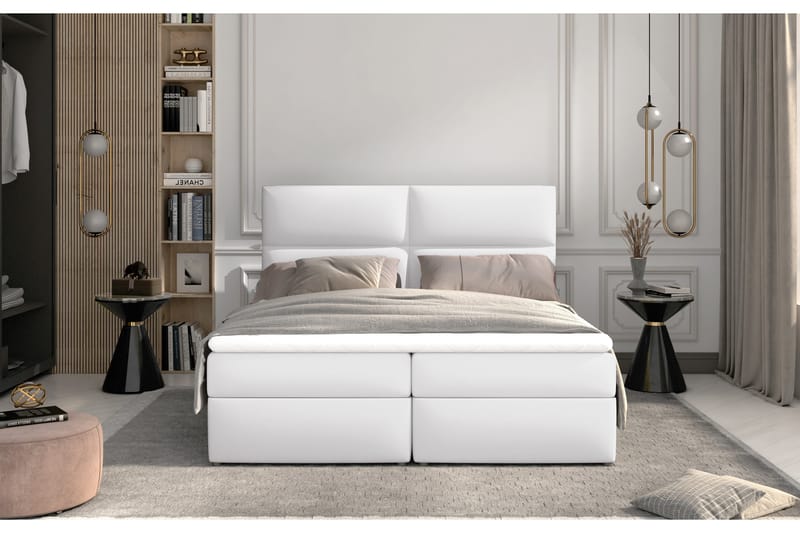 Amberan Sengepakke 140x200 cm - Lær/Hvit - Komplett sengepakke
