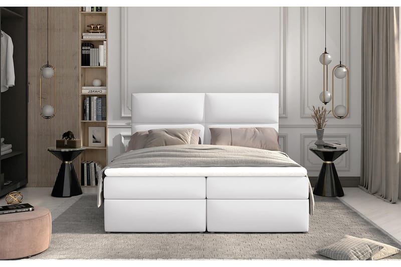 Amberan Sengepakke 160x200 cm - Lær/Hvit - Komplett sengepakke