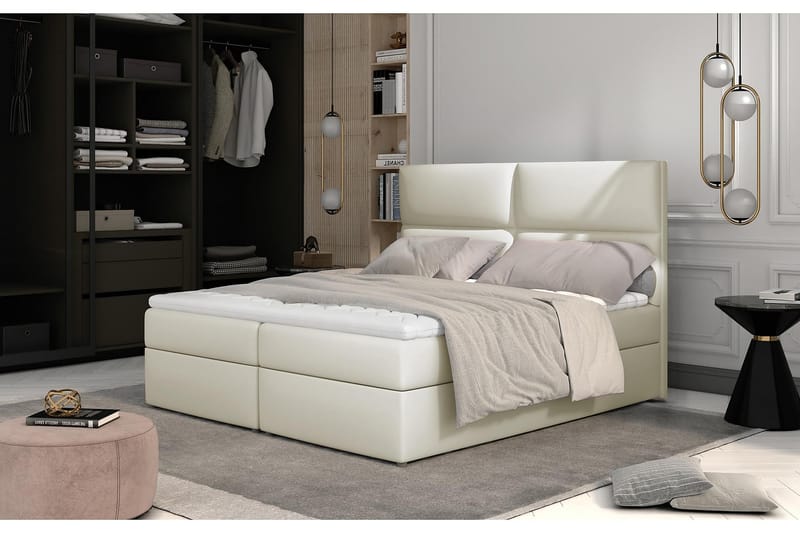 Amberan Sengepakke 180x200 cm - Lær/Beige - Møbler - Senger - Komplett sengepakke