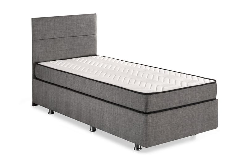 Argentu Kontinentalseng 100x200 cm - Grå - Komplett sengepakke - Seng med oppbevaring
