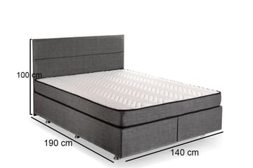 Argentu Kontinentalseng 140x190 cm - Grå - Møbler - Senger - Komplett sengepakke