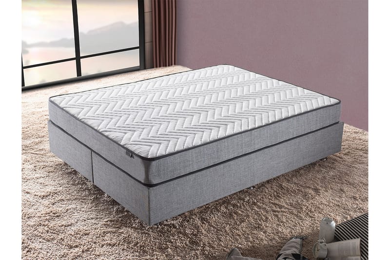 Argentu Kontinentalseng 150x200 cm - Grå - Komplett sengepakke - Seng med oppbevaring