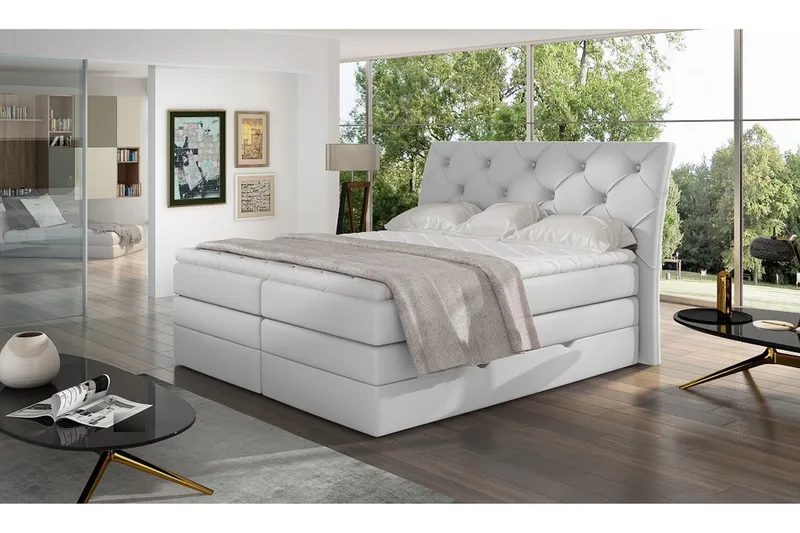 Bellamir Sengepakke 140x200 cm - Lær/Hvit - Møbler - Senger - Komplett sengepakke