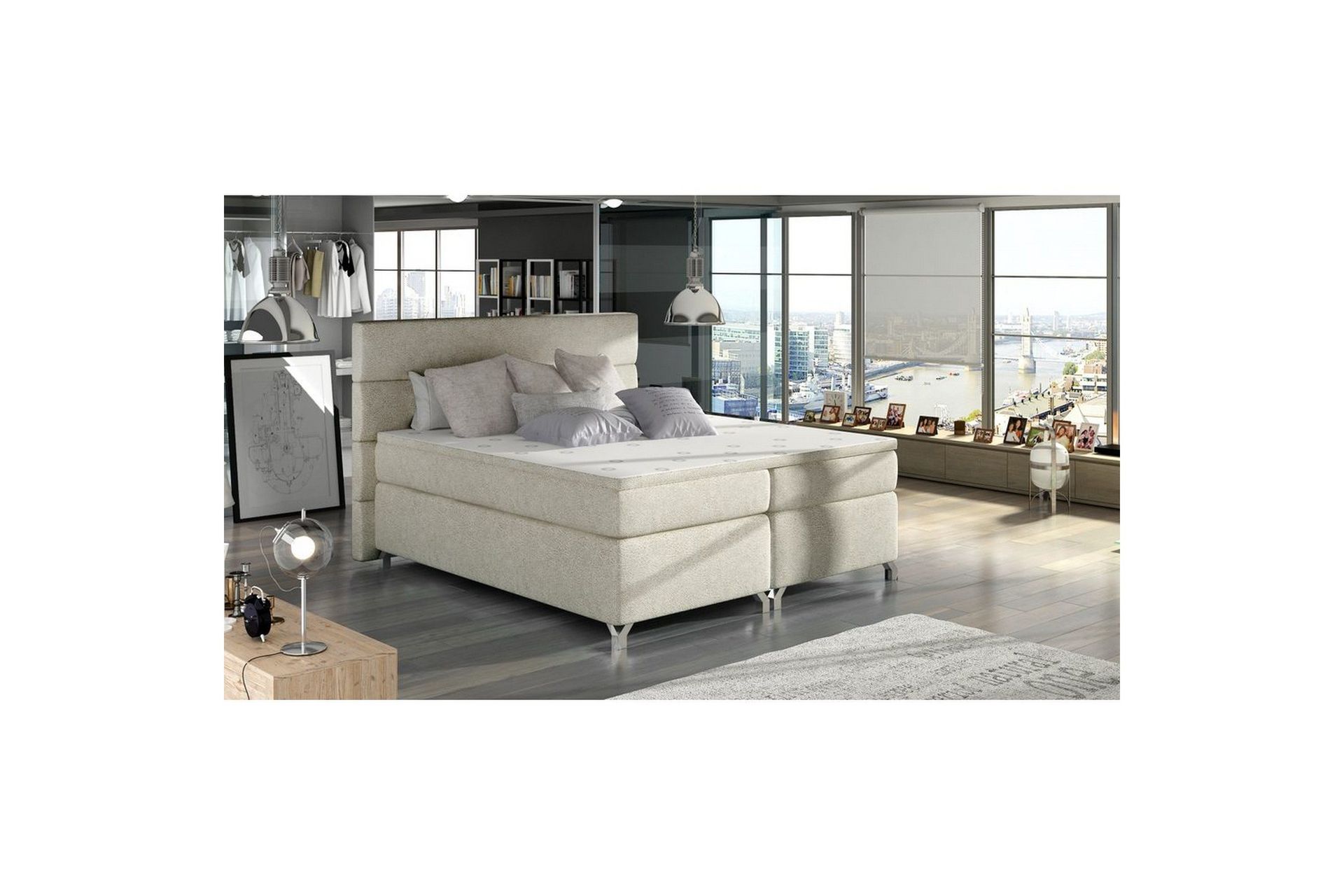 Boxspring Eltap Amadeo - Dora 21, Beige, 160x200 cm