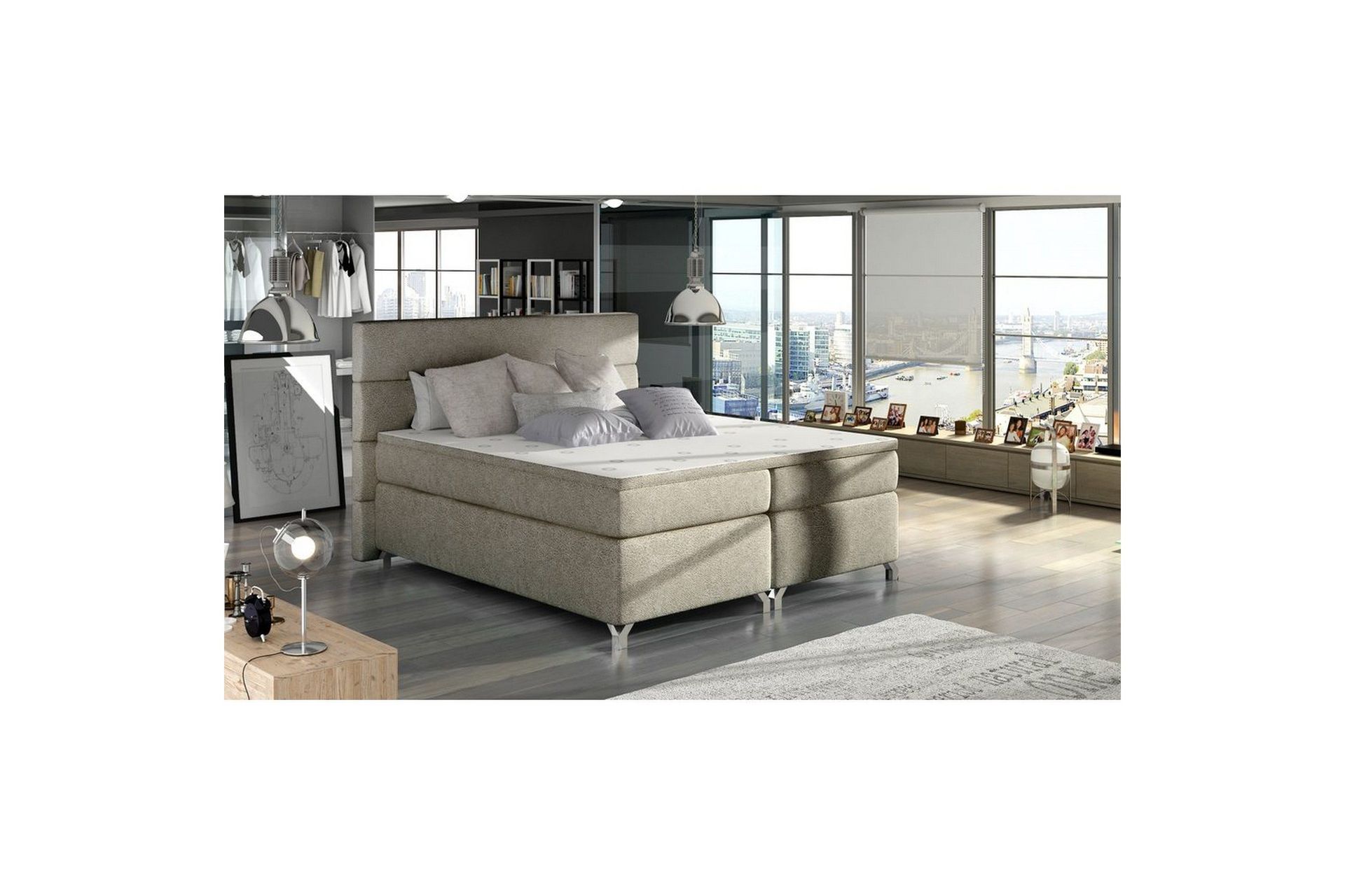 Boxspring Eltap Amadeo - Dora 22, Beige, 160x200 cm