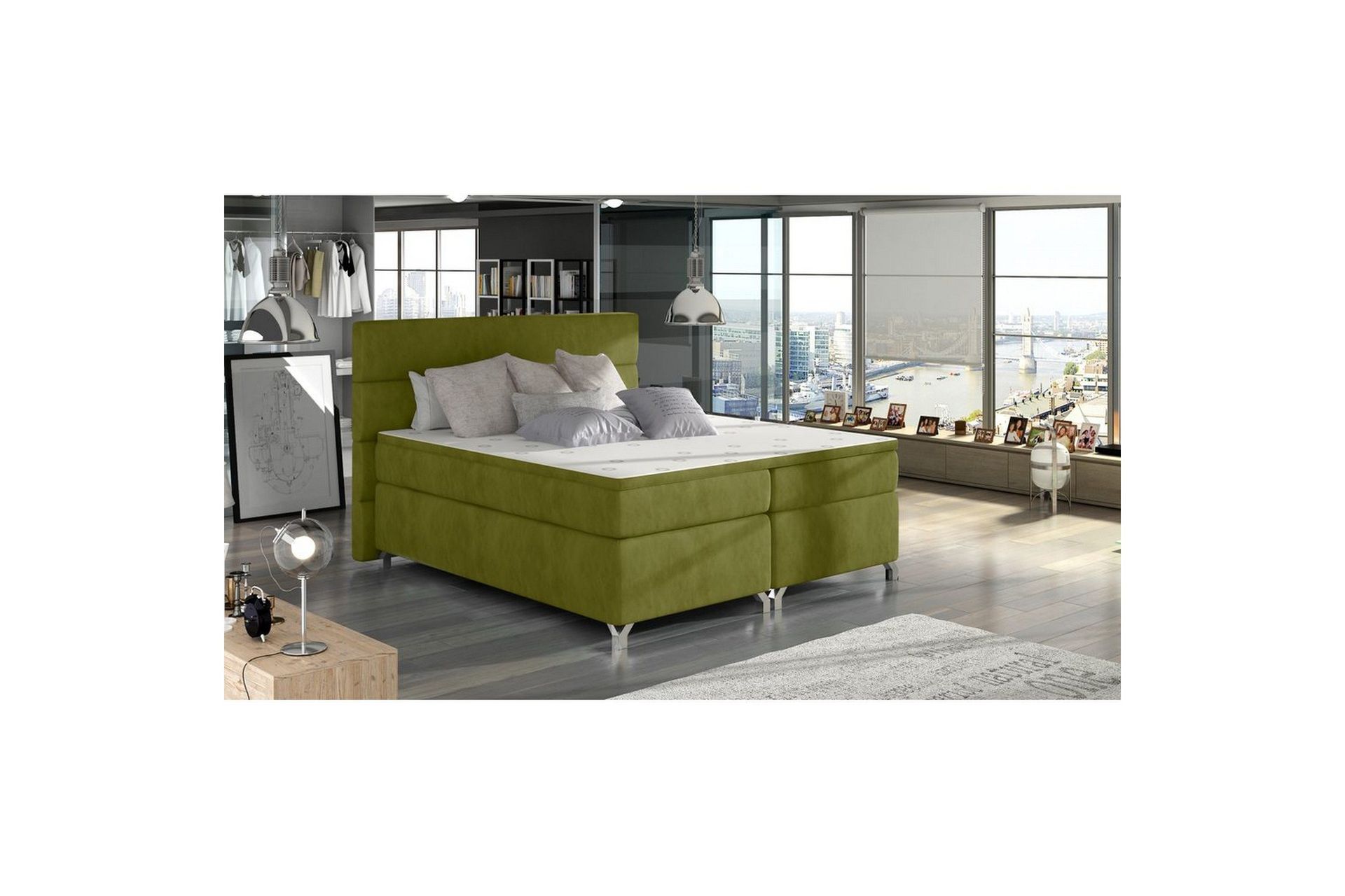 Boxspring Eltap Amadeo - Rivera 36, grønn, 140x200 cm