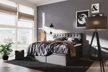 Boxy Komplett Sengepakke Box Bed 120x200 cm - Sort - Møbler - Senger - Komplett sengepakke
