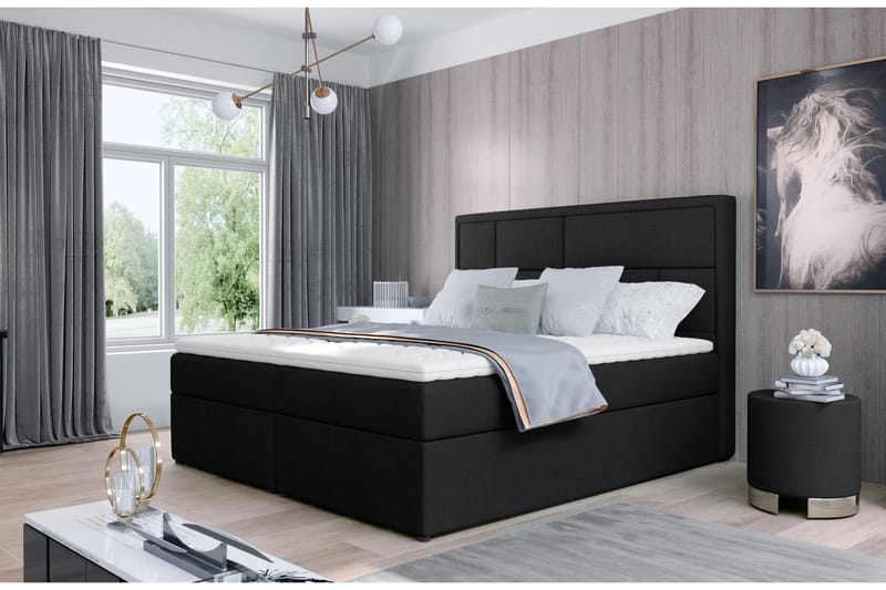 Emeron Sengepakke 140x200 cm - Svart - Møbler - Senger - Komplett sengepakke