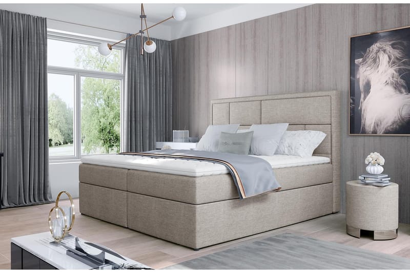 Emeron Sengepakke 160x200 cm - Beige - Møbler - Senger - Komplett sengepakke