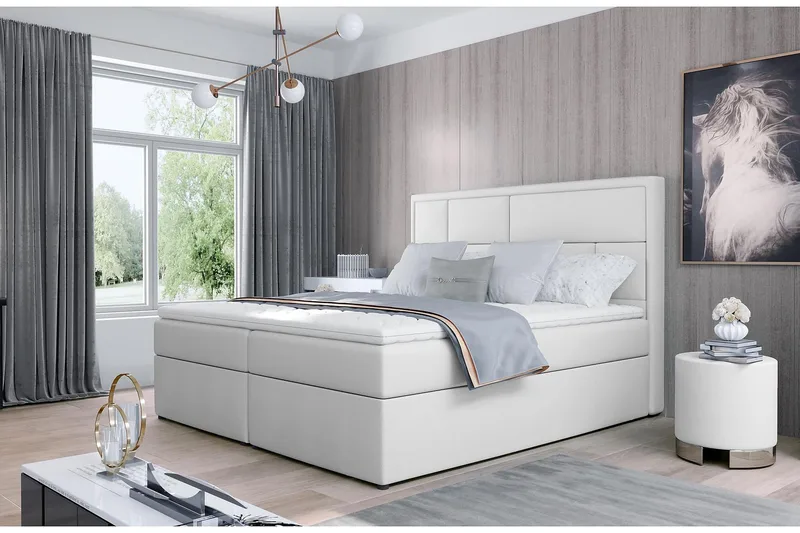 Emeron Sengepakke 180x200 cm, Lær/Hvit