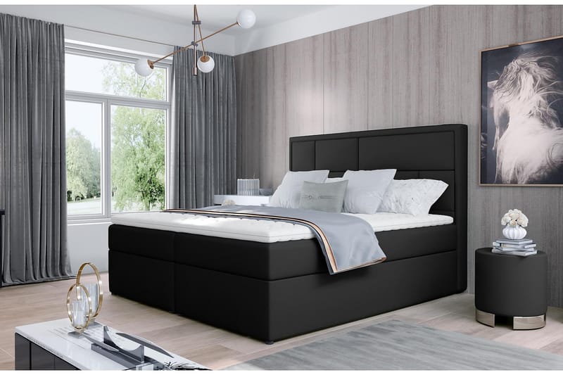 Emeron Sengepakke 180x200 cm - Lær/Svart - Møbler - Senger - Komplett sengepakke