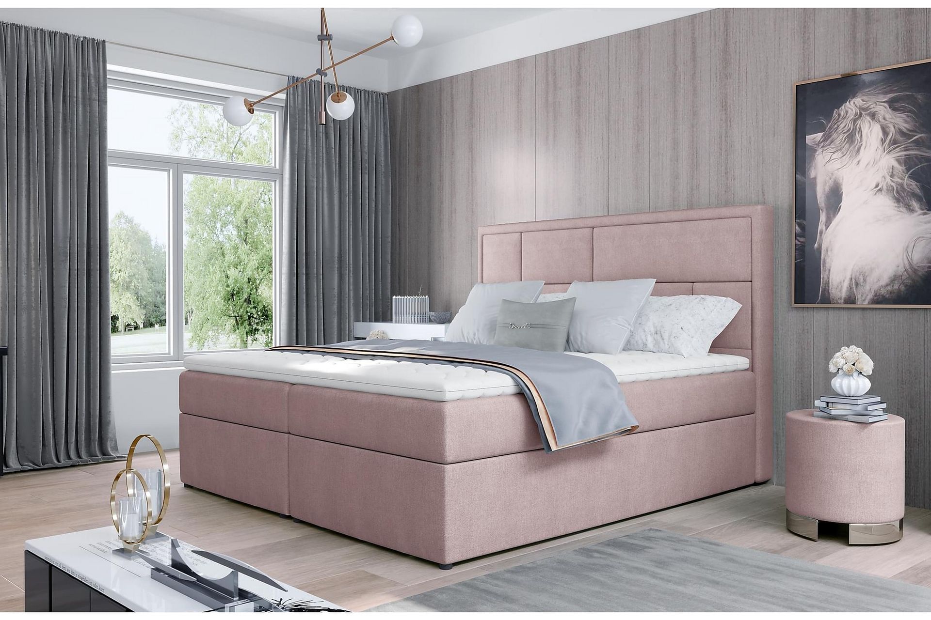 Emeron Sengepakke 180x200 cm - Lyserosa - Møbler - Senger - Komplett sengepakke