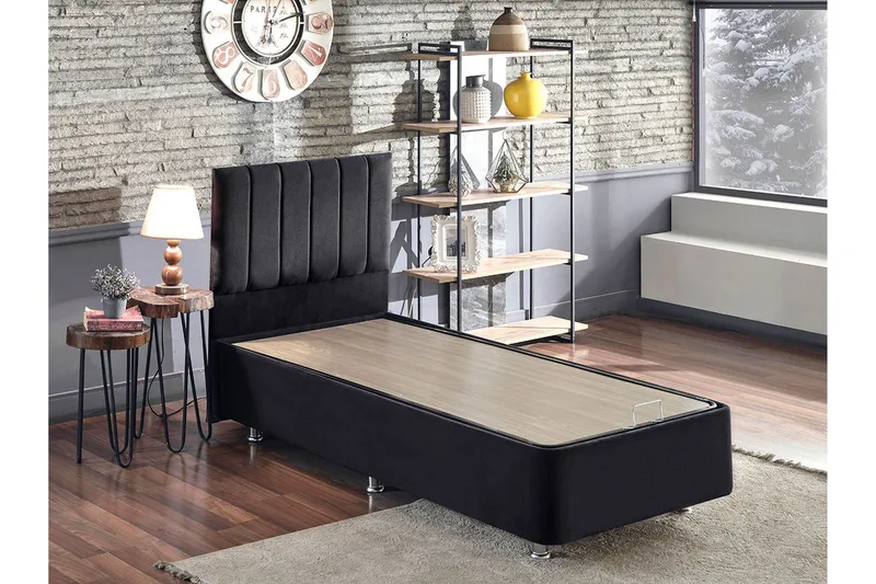 Endulanie Sengeramme med Sengegavl Singel 90x190 cm - Svart - Møbler - Senger - Komplett sengepakke