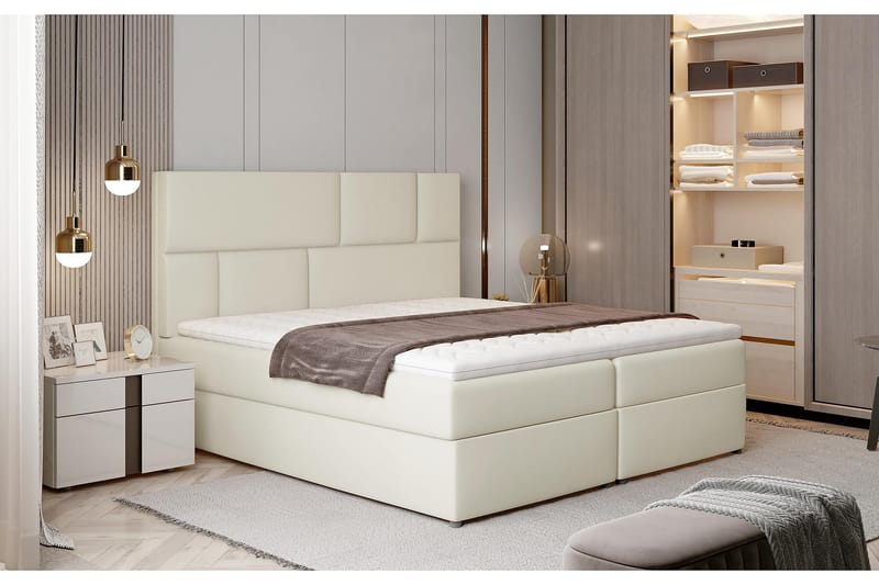 Forenca Sengepakke 180x200 cm - Lær/Beige - Møbler - Senger - Komplett sengepakke