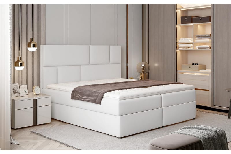 Forenca Sengepakke 180x200 cm - Lær/Hvit - Møbler - Senger - Komplett sengepakke