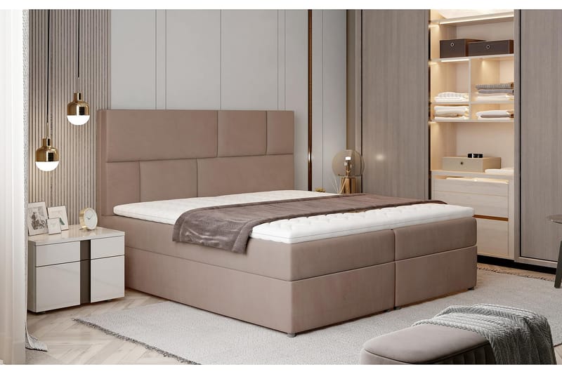 Forenca Sengepakke 180x200 cm - Lysebrun - Møbler - Senger - Komplett sengepakke