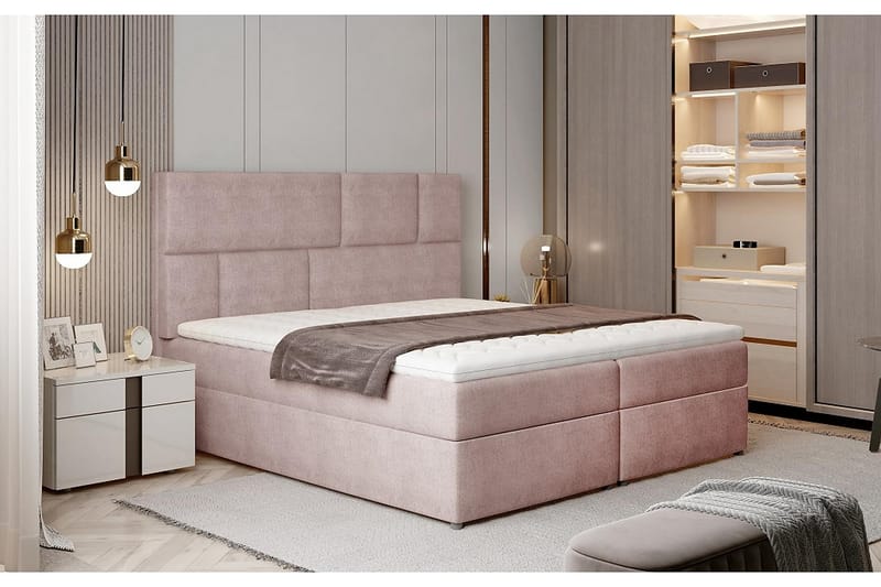 Forenca Sengepakke 180x200 cm - Lyserosa - Møbler - Senger - Komplett sengepakke