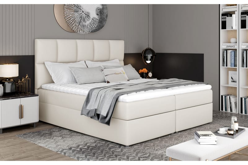 Glossa Sengepakke 140x200 cm - Lær/Beige - Møbler - Senger - Komplett sengepakke