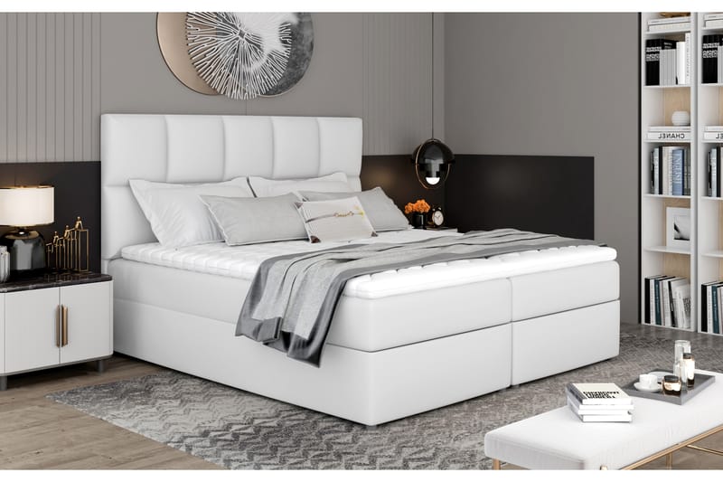 Glossa Sengepakke 140x200 cm - Lær/Hvit - Komplett sengepakke