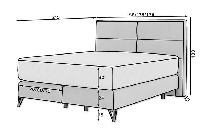 Kasyap Sengepakke Rammeseng 140x200 cm - Mørkegrå - Komplett sengepakke - Rammeseng