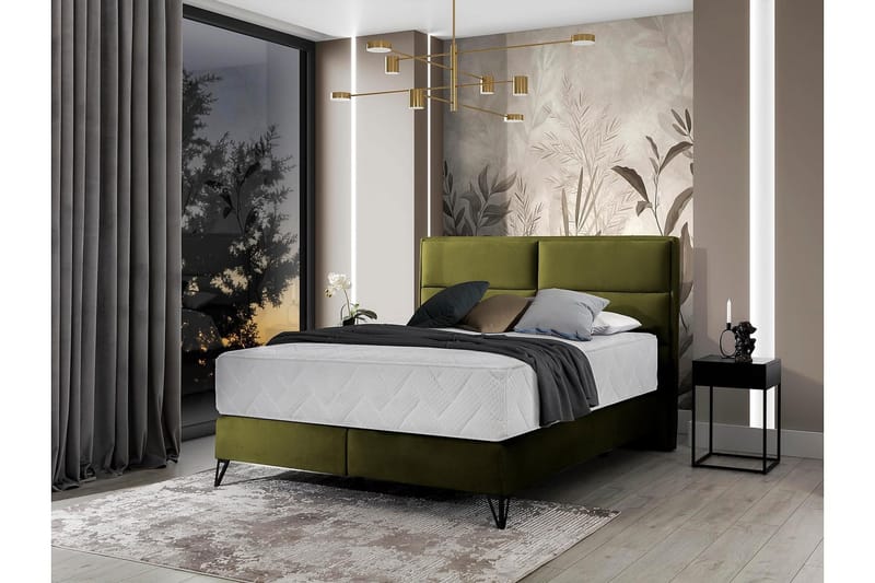 Kasyap Sengepakke Rammeseng 140x200 cm - Olivengrønn - Møbler - Senger - Komplett sengepakke