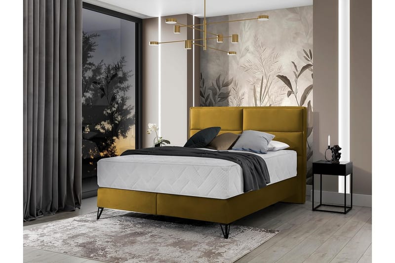 Kasyap Sengepakke Rammeseng 160x200 cm - Gul - Møbler - Senger - Komplett sengepakke
