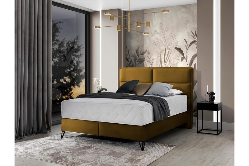 Kasyap Sengepakke Rammeseng 160x200 cm - Lysebrun - Møbler - Senger - Komplett sengepakke
