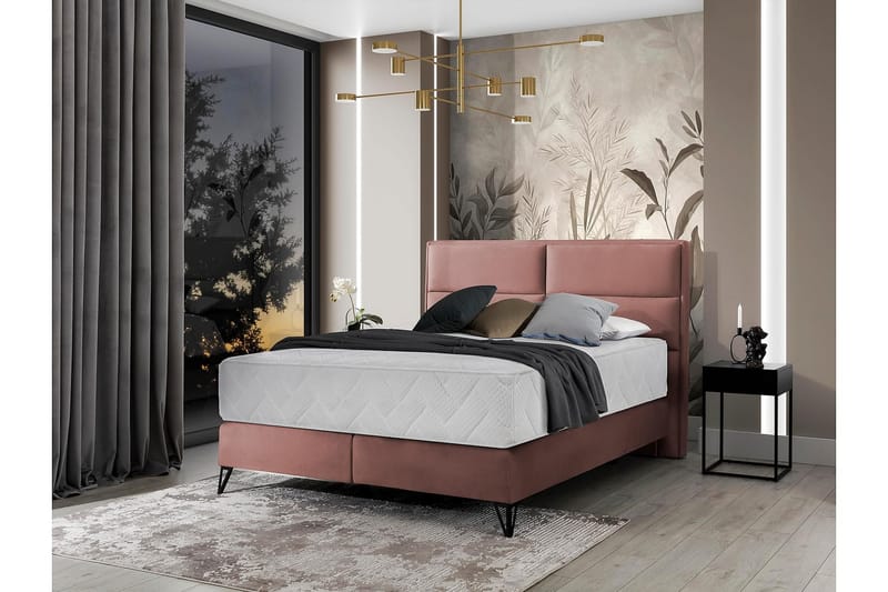 Kasyap Sengepakke Rammeseng 160x200 cm - Rosa - Møbler - Senger - Komplett sengepakke
