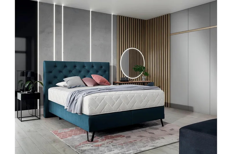 Katsumi Sengepakke Rammeseng 140x200 cm - Blå - Møbler - Senger - Komplett sengepakke