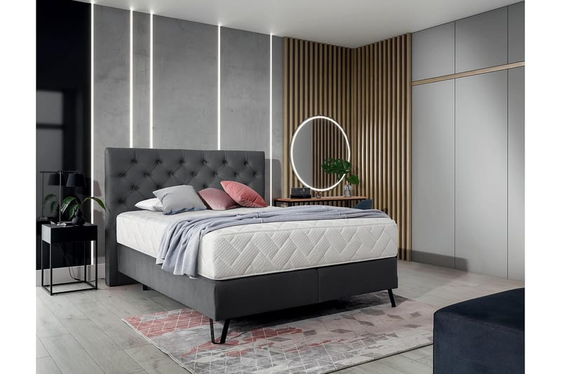 Katsumi Sengepakke Rammeseng 140x200 cm - Grå - Møbler - Senger - Komplett sengepakke